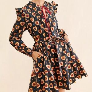Rachel Antonoff Cookie Heart-Print Ruffle Dress Sz medium
